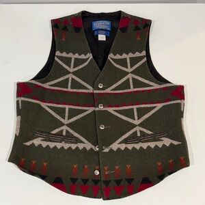 Pendleton Mens 40 Wool Quilted Vest High Grade Western Wear Aztec Southwestern